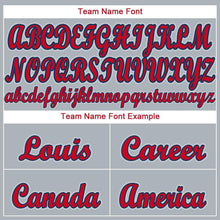 Load image into Gallery viewer, Custom Gray Red-Navy Baseball Jersey