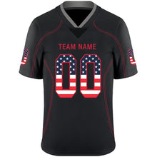 Load image into Gallery viewer, Custom Lights Out Black Red-Gray USA Flag Fashion Football Jersey