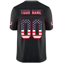 Load image into Gallery viewer, Custom Lights Out Black Red-Gray USA Flag Fashion Football Jersey