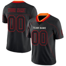 Load image into Gallery viewer, Custom Lights Out Black Red-Orange Football Jersey