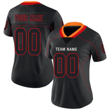 Load image into Gallery viewer, Custom Lights Out Black Red-Orange Football Jersey