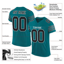 Load image into Gallery viewer, Custom Teal Black-White Mesh Authentic Football Jersey