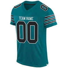 Load image into Gallery viewer, Custom Teal Black-White Mesh Authentic Football Jersey