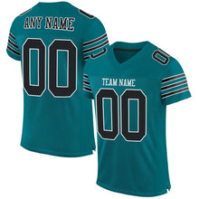 Load image into Gallery viewer, Custom Teal Black-White Mesh Authentic Football Jersey