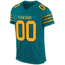 Load image into Gallery viewer, Custom Teal Gold-Black Mesh Authentic Football Jersey