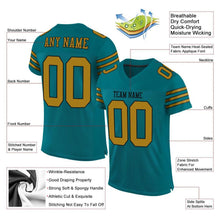 Load image into Gallery viewer, Custom Teal Old Gold-Black Mesh Authentic Football Jersey