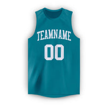 Load image into Gallery viewer, Custom Teal White Round Neck Basketball Jersey