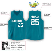 Load image into Gallery viewer, Custom Teal White V-Neck Basketball Jersey