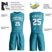Load image into Gallery viewer, Custom Teal White Round Neck Suit Basketball Jersey