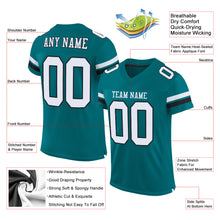 Load image into Gallery viewer, Custom Teal White-Black Mesh Authentic Football Jersey