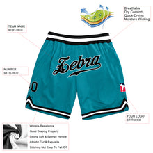 Load image into Gallery viewer, Custom Teal Black-White Authentic Throwback Basketball Shorts
