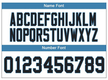 Load image into Gallery viewer, Custom Lights Out Black Powder Blue-White Football Jersey