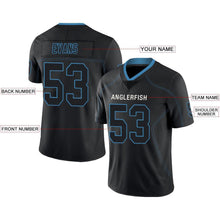Load image into Gallery viewer, Custom Lights Out Black Powder Blue-White Football Jersey
