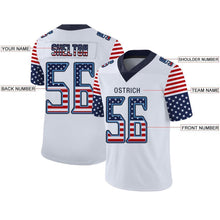 Load image into Gallery viewer, Custom White Navy-Powder Blue USA Flag Fashion Football Jersey