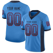 Load image into Gallery viewer, Custom Powder Blue Navy-Red Mesh Drift Fashion Football Jersey