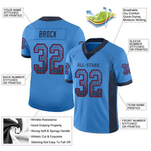 Load image into Gallery viewer, Custom Powder Blue Navy-Red Mesh Drift Fashion Football Jersey
