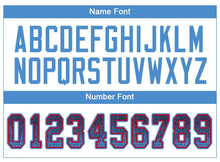 Load image into Gallery viewer, Custom Navy Powder Blue-Red Mesh Drift Fashion Football Jersey