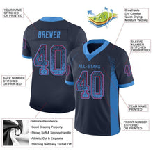 Load image into Gallery viewer, Custom Navy Powder Blue-Red Mesh Drift Fashion Football Jersey