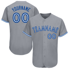 Load image into Gallery viewer, Custom Gray Royal-White Baseball Jersey