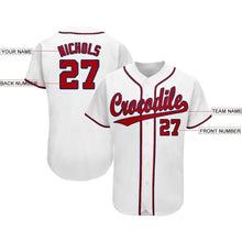 Load image into Gallery viewer, Custom White Red-Navy Baseball Jersey