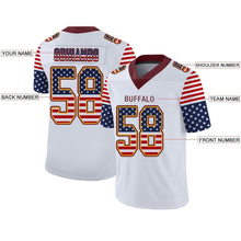 Load image into Gallery viewer, Custom White Burgundy-Gold USA Flag Fashion Football Jersey