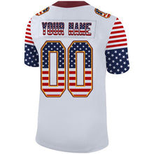 Load image into Gallery viewer, Custom White Burgundy-Gold USA Flag Fashion Football Jersey