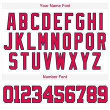 Load image into Gallery viewer, Custom White Red-Navy Baseball Jersey