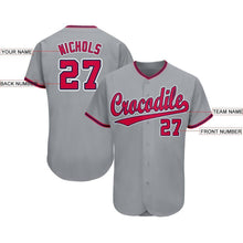 Load image into Gallery viewer, Custom Gray Red-Navy Baseball Jersey