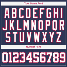 Load image into Gallery viewer, Custom Navy White-Red Baseball Jersey