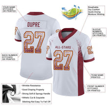 Load image into Gallery viewer, Custom White Burgundy-Gold Mesh Drift Fashion Football Jersey