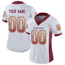 Load image into Gallery viewer, Custom White Burgundy-Gold Mesh Drift Fashion Football Jersey
