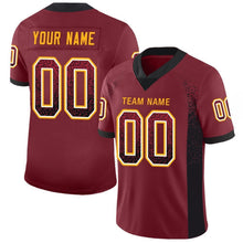Load image into Gallery viewer, Custom Burgundy Black-Gold Mesh Drift Fashion Football Jersey