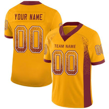 Load image into Gallery viewer, Custom Gold Burgundy-White Mesh Drift Fashion Football Jersey