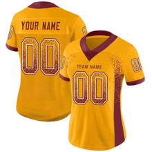 Load image into Gallery viewer, Custom Gold Burgundy-White Mesh Drift Fashion Football Jersey