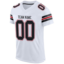 Load image into Gallery viewer, Custom White Black-Red Mesh Authentic Football Jersey