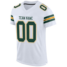 Load image into Gallery viewer, Custom White Green-Gold Mesh Authentic Football Jersey