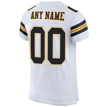 Load image into Gallery viewer, Custom White Black-Gold Mesh Authentic Football Jersey