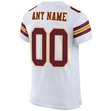 Load image into Gallery viewer, Custom White Burgundy-Gold Mesh Authentic Football Jersey