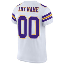 Load image into Gallery viewer, Custom White Purple-Gold Mesh Authentic Football Jersey