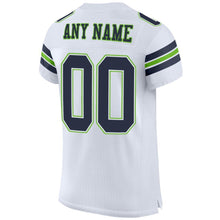Load image into Gallery viewer, Custom White Navy-Neon Green Mesh Authentic Football Jersey