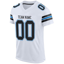 Load image into Gallery viewer, Custom White Black-Panther Blue Mesh Authentic Football Jersey