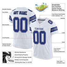 Load image into Gallery viewer, Custom White Royal-Black Mesh Authentic Football Jersey