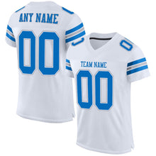Load image into Gallery viewer, Custom White Panther Blue-Light Gray Mesh Authentic Football Jersey