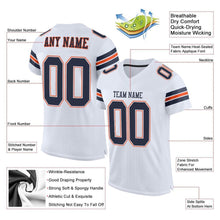 Load image into Gallery viewer, Custom White Navy-Orange Mesh Authentic Football Jersey