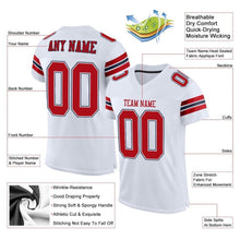 Load image into Gallery viewer, Custom White Red-Navy Mesh Authentic Football Jersey