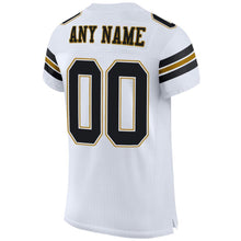 Load image into Gallery viewer, Custom White Black-Old Gold Mesh Authentic Football Jersey