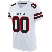 Load image into Gallery viewer, Custom White Black-Red Mesh Authentic Football Jersey