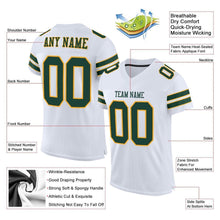 Load image into Gallery viewer, Custom White Green-Gold Mesh Authentic Football Jersey