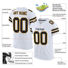 Load image into Gallery viewer, Custom White Black-Gold Mesh Authentic Football Jersey