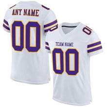 Load image into Gallery viewer, Custom White Purple-Gold Mesh Authentic Football Jersey